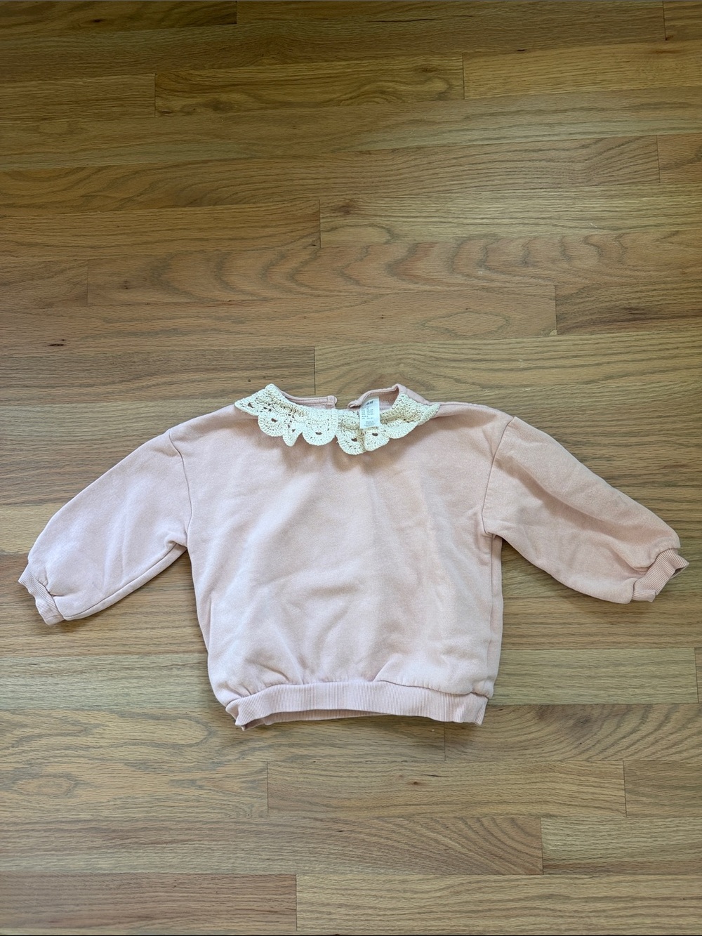 H&M Pale Pink Sweatshirt with Lace Collar